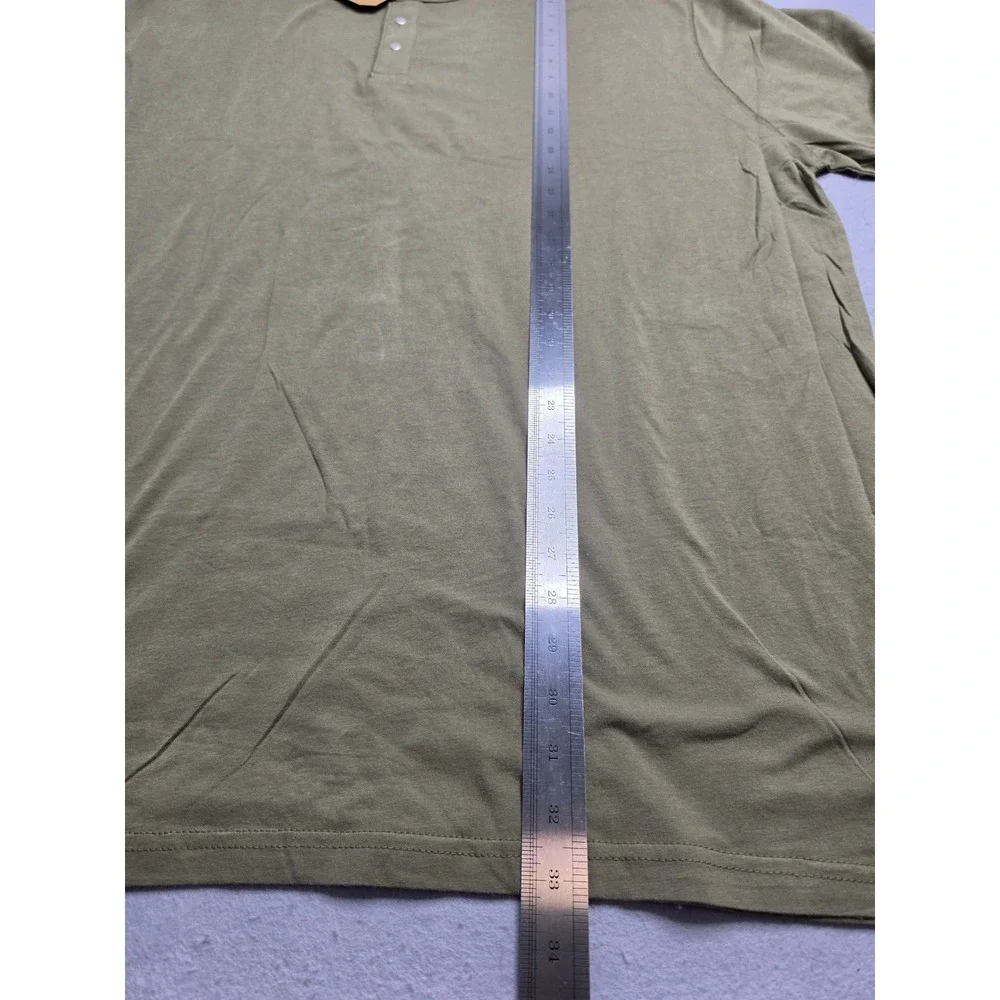 LongJohn & Sons Shirt Men's 2XL Tall Olive‎ Green Henley Neck Short Sleeve NWT